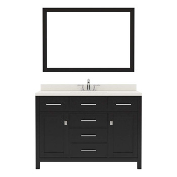 Virtu USA MS-2048-DWQSQ-ES-002 Caroline 48" Single Bath Vanity in Espresso with Dazzle White Top and Square Sink with Polished Chrome Faucet and Mirror