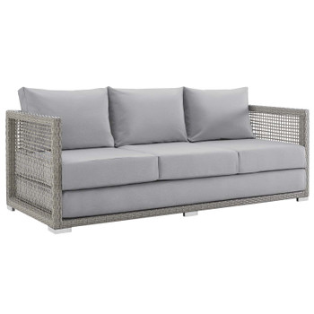 Modway Aura Outdoor Patio Wicker Rattan Sofa EEI-2923-GRY-GRY Gray Gray