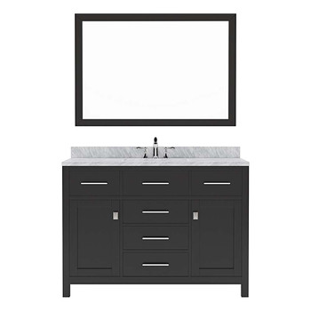 Virtu USA MS-2048-WMSQ-ES-002 Caroline 48" Single Bath Vanity in Espresso with Marble Top and Square Sink with Polished Chrome Faucet and Mirror