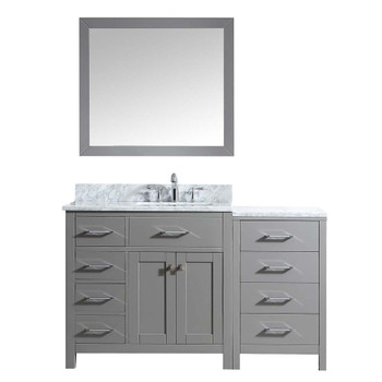 Virtu USA MS-2157L-WMSQ-CG Caroline Parkway 57" Single Bath Vanity in Cashmere Grey with Marble Top and Square Sink with Mirror
