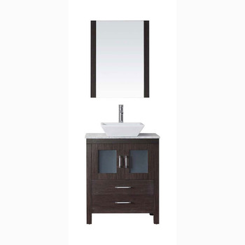 Virtu USA KS-70024-WM-ES-001 Dior 24" Single Bath Vanity in Espresso with Marble Top and Square Sink with Brushed Nickel Faucet and Mirror