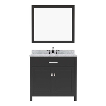 Virtu USA MS-2036-WMSQ-ES Caroline 36" Single Bath Vanity in Espresso with Marble Top and Square Sink with Mirror