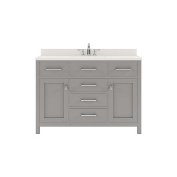 Virtu USA MS-2048-DWQSQ-CG-NM Caroline 48" Single Bath Vanity in Cashmere Grey with Dazzle White Top and Square Sink