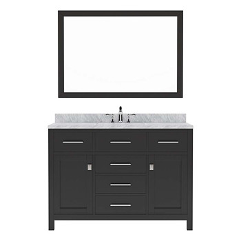 Virtu USA MS-2048-WMSQ-ES Caroline 48" Single Bath Vanity in Espresso with Marble Top and Square Sink with Mirror