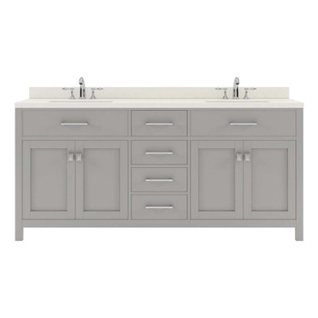 Virtu USA MD-2072-DWQSQ-CG-NM Caroline 72" Double Bath Vanity in Cashmere Grey with Dazzle White Top and Square Sink