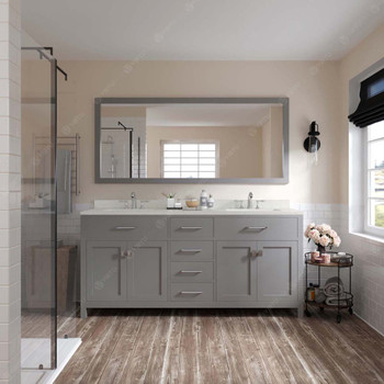 Virtu USA MD-2072-DWQSQ-CG-NM Caroline 72" Double Bath Vanity in Cashmere Grey with Dazzle White Top and Square Sink