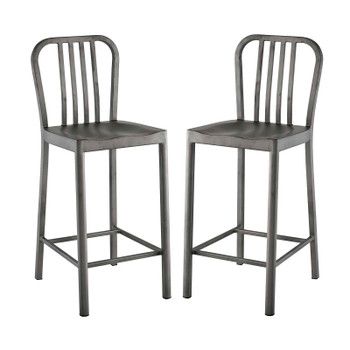 Modway Clink Counter Stool Set of 2 EEI-2954-SLV-SET Silver