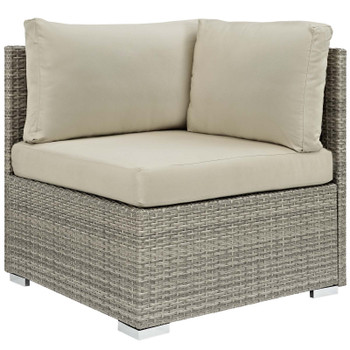 Modway Repose Sunbrella® Fabric Outdoor Patio Corner EEI-2957-LGR-BEI Light Gray Beige