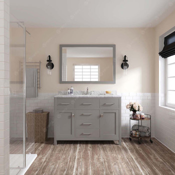 Virtu USA MS-2048-WMSQ-CG Caroline 48" Single Bath Vanity in Cashmere Grey with Marble Top and Square Sink with Mirror