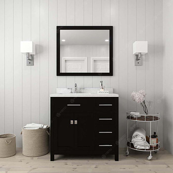 Virtu USA MS-2136R-DWQSQ-ES-NM Caroline Parkway 36" Single Bath Vanity in Espresso with Dazzle White Top and Square Sink