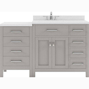 Virtu USA MS-2157R-DWQSQ-CG-NM Caroline Parkway 57" Single Bath Vanity in Cashmere Grey with Dazzle White Top and Square Sink