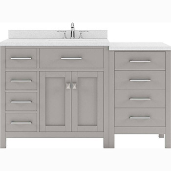 Virtu USA MS-2157L-DWQSQ-CG-NM Caroline Parkway 57" Single Bath Vanity in Cashmere Grey with Dazzle White Top and Square Sink
