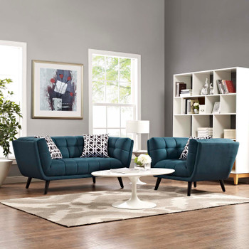 Modway Bestow 2 Piece Upholstered Fabric Loveseat and Armchair Set EEI-2972-BLU-SET Blue