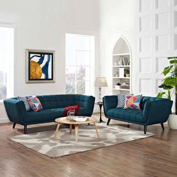 Modway Bestow 2 Piece Upholstered Fabric Sofa and Loveseat Set EEI-2975-BLU-SET Blue