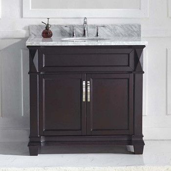 Virtu USA MS-2636-WMRO-ES-NM Victoria 36" Single Bath Vanity in Espresso with Marble Top and Round Sink