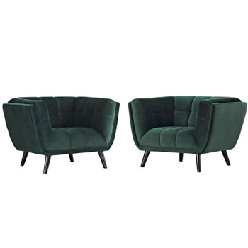 Modway Bestow 2 Piece Performance Velvet Armchair Set EEI-2983-GRN-SET Green