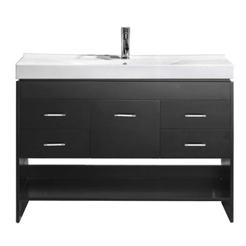 Virtu USA MS-575-C-ES-NM Gloria 48" Single Bath Vanity in Espresso with White Ceramic Top and Square Sink with Polished Chrome Faucet