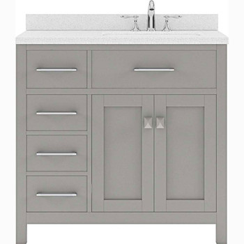 Virtu USA MS-2136L-DWQRO-CG-NM Caroline Parkway 36" Single Bath Vanity in Cashmere Grey with Dazzle White Top and Round Sink