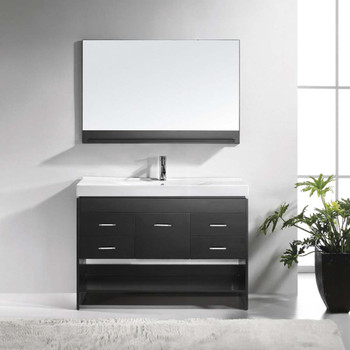 Virtu USA MS-575-C-ES Gloria 48" Single Bath Vanity in Espresso with White Ceramic Top and Square Sink with Polished Chrome Faucet and Mirror