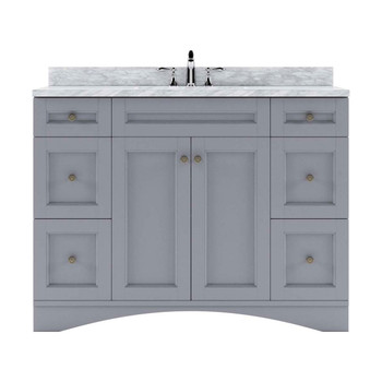 Virtu USA ES-32048-WMSQ-GR-NM Elise 48" Single Bath Vanity in Grey with Marble Top and Square Sink