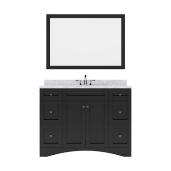 Virtu USA ES-32048-WMSQ-ES-001 Elise 48" Single Bath Vanity in Espresso with Marble Top and Square Sink with Brushed Nickel Faucet and Mirror