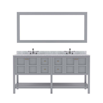 Virtu USA ED-30072-WMRO-GR Winterfell 72" Double Bath Vanity in Grey with Marble Top and Round Sink with Mirror