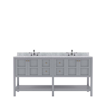 Virtu USA ED-30072-WMRO-GR-NM Winterfell 72" Double Bath Vanity in Grey with Marble Top and Round Sink