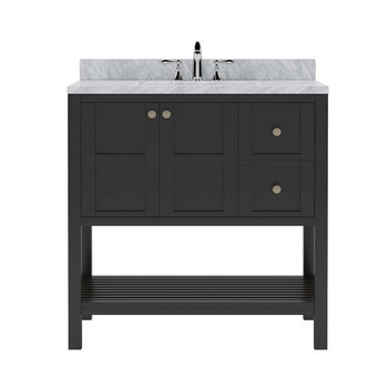 Virtu USA ES-30036-WMRO-ES-NM Winterfell 36" Single Bath Vanity in Espresso with Marble Top and Round Sink