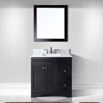 Virtu USA ES-32036-WMSQ-ES Elise 36" Single Bath Vanity in Espresso with Marble Top and Square Sink with Mirror