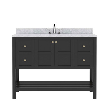 Virtu USA ES-30048-WMRO-ES-002-NM Winterfell 48" Single Bath Vanity in Espresso with Marble Top and Round Sink with Polished Chrome Faucet