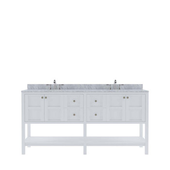 Virtu USA ED-30072-WMSQ-WH-NM Winterfell 72" Double Bath Vanity in White with Marble Top and Square Sink