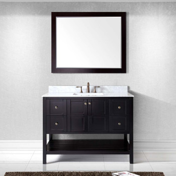 Virtu USA ES-30048-WMSQ-ES Winterfell 48" Single Bath Vanity in Espresso with Marble Top and Square Sink with Mirror