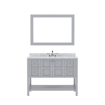 Virtu USA ES-30048-WMRO-GR Winterfell 48" Single Bath Vanity in Grey with Marble Top and Round Sink with Mirror