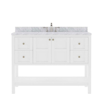 Virtu USA ES-30048-WMRO-WH-002-NM Winterfell 48" Single Bath Vanity in White with Marble Top and Round Sink with Polished Chrome Faucet