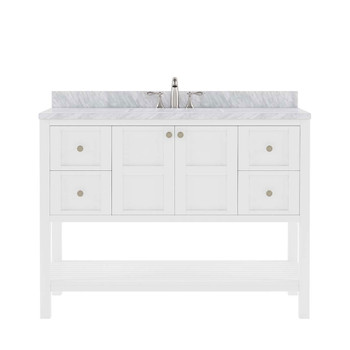 Virtu USA ES-30048-WMSQ-WH-NM Winterfell 48" Single Bath Vanity in White with Marble Top and Square Sink