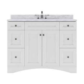 Virtu USA ES-32048-WMSQ-WH-NM Elise 48" Single Bath Vanity in White with Marble Top and Square Sink