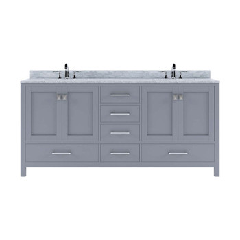 Virtu USA GD-50072-WMRO-GR-NM Caroline Avenue 72" Double Bath Vanity in Grey with Marble Top and Round Sink