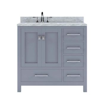 Virtu USA GS-50036-WMSQ-GR-NM Caroline Avenue 36" Single Bath Vanity in Grey with Marble Top and Square Sink