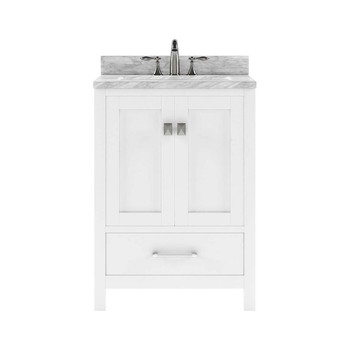 Virtu USA GS-50024-WMRO-WH-002-NM Caroline Avenue 24" Single Bath Vanity in White with Marble Top and Round Sink with Polished Chrome Faucet