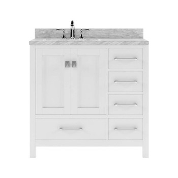 Virtu USA GS-50036-WMSQ-WH-001-NM Caroline Avenue 36" Single Bath Vanity in White with Marble Top and Square Sink with Brushed Nickel Faucet