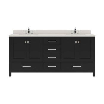 Virtu USA GD-50072-DWQSQ-ES-NM Caroline Avenue 72" Double Bath Vanity in Espresso with Dazzle White Top and Square Sink