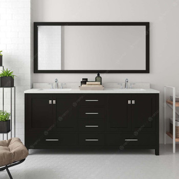 Virtu USA GD-50072-DWQSQ-ES-NM Caroline Avenue 72" Double Bath Vanity in Espresso with Dazzle White Top and Square Sink