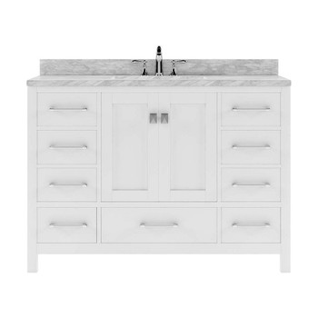 Virtu USA GS-50048-WMSQ-WH-NM Caroline Avenue 48" Single Bath Vanity in White with Marble Top and Square Sink