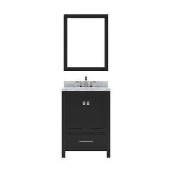 Virtu USA GS-50024-WMRO-ES-002 Caroline Avenue 24" Single Bath Vanity in Espresso with Marble Top and Round Sink with Polished Chrome Faucet and Mirror