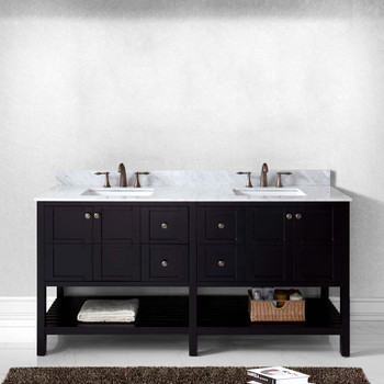 Virtu USA ED-30072-WMSQ-ES-NM Winterfell 72" Double Bath Vanity in Espresso with Marble Top and Square Sink