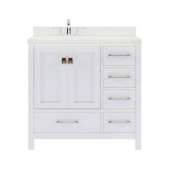 Virtu USA GS-50024-DWQRO-WH-NM Caroline Avenue 24" Single Bath Vanity in White with Dazzle White Top and Round Sink