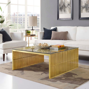Modway Gridiron Stainless Steel Coffee Table EEI-3037-GLD Gold