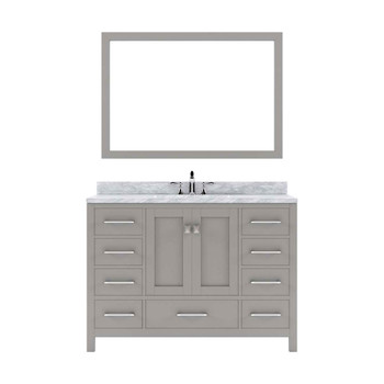 Virtu USA GS-50048-WMSQ-CG Caroline Avenue 48" Single Bath Vanity in Cashmere Grey with Marble Top and Square Sink with Mirror