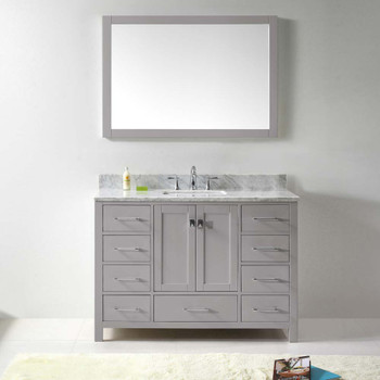 Virtu USA GS-50048-WMSQ-CG Caroline Avenue 48" Single Bath Vanity in Cashmere Grey with Marble Top and Square Sink with Mirror
