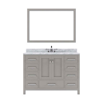 Virtu USA GS-50048-WMSQ-CG-001 Caroline Avenue 48" Single Bath Vanity in Cashmere Grey with Marble Top and Square Sink with Brushed Nickel Faucet and Mirror